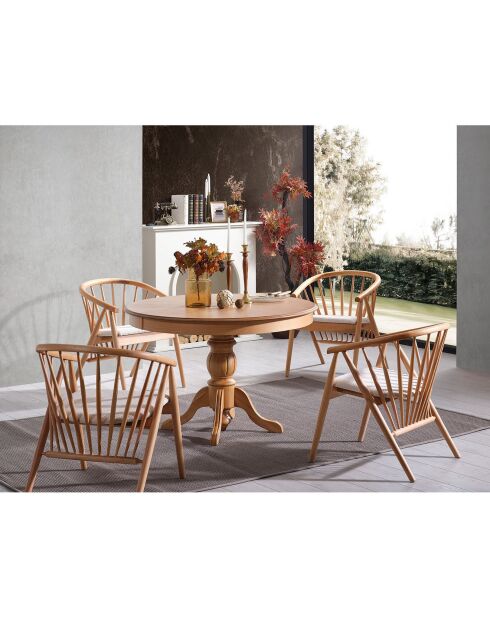 Table à manger extensible Eva naturelle - 118x75x118 cm