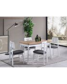 Table extensible + 4 Chaises Milla blanc/naturel