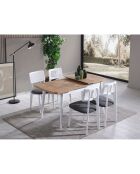 Table extensible + 4 Chaises Milla blanc/naturel