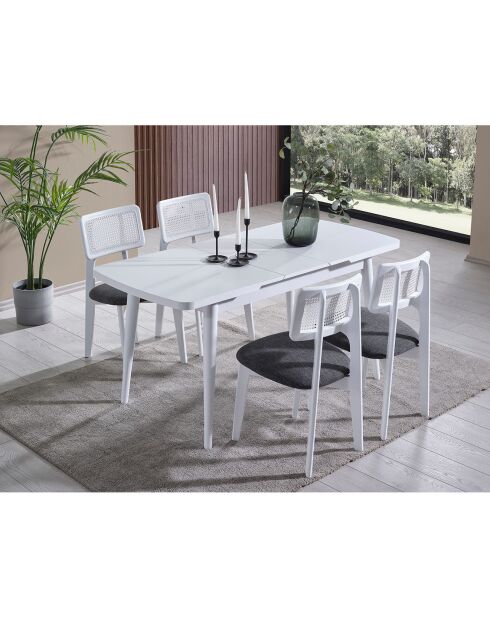 Table extensible + 4 Chaises Milla blanches