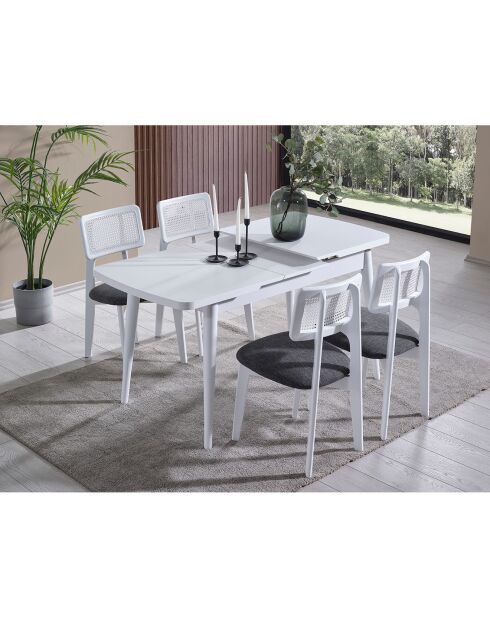 Table extensible + 4 Chaises Milla blanches