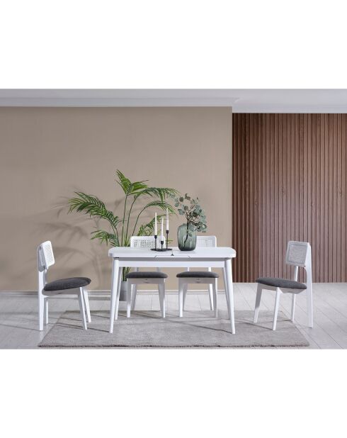 Table extensible + 4 Chaises Milla blanches