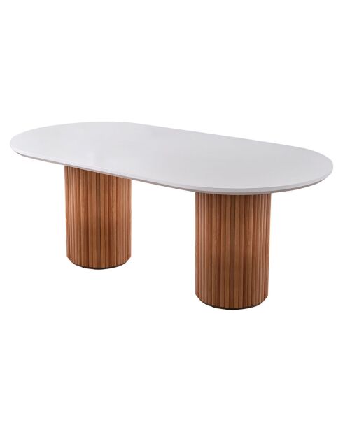 Table à manger L?ne blanc/noyer - 200x77x100 cm