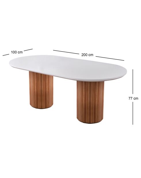 Table à manger L?ne blanc/noyer - 200x77x100 cm