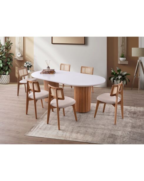 Table à manger L?ne blanc/noyer - 200x77x100 cm