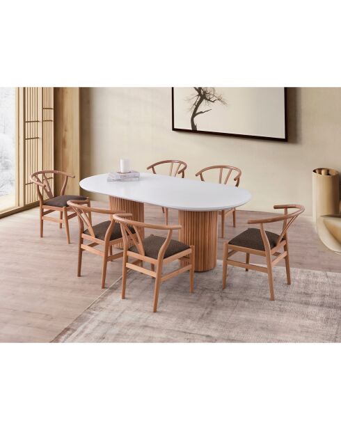 Table à manger L?ne blanc/noyer - 200x77x100 cm