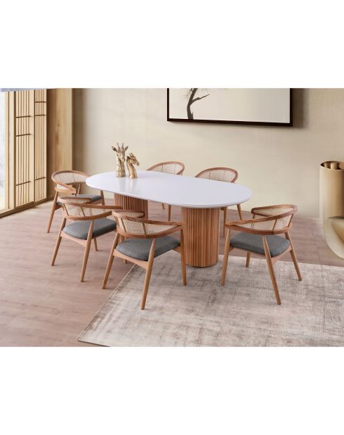 Table à manger L?ne blanc/noyer - 200x77x100 cm