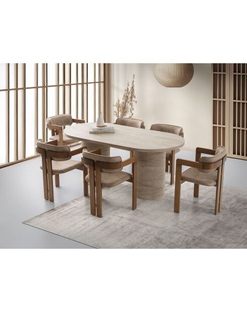 Table à manger Hermes travertin - 180x77x90 cm