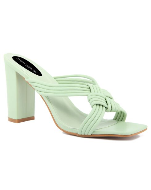 Mules Noela vertes - Talon 7 cm