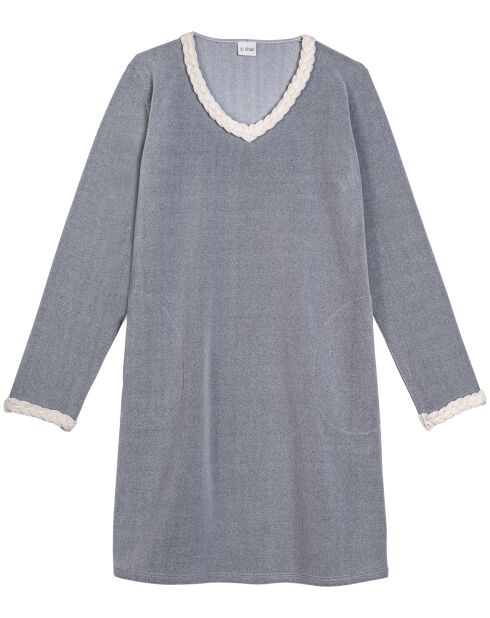 Chemise de nuit en micropolaire Douce gris chiné