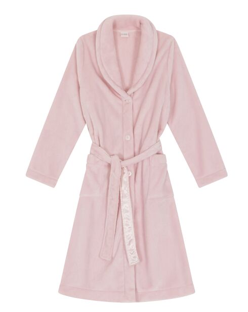 Robe de chambre en peluche flanelle Essentiel bois de rose