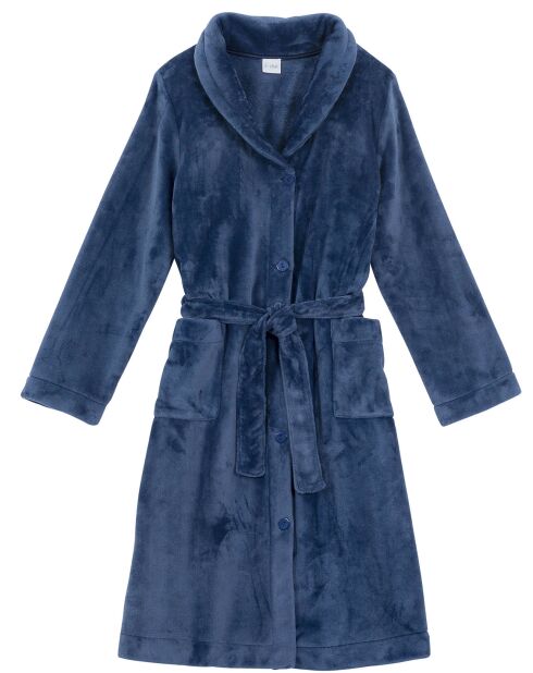 Robe de chambre en peluche flanelle Essentiel prusse