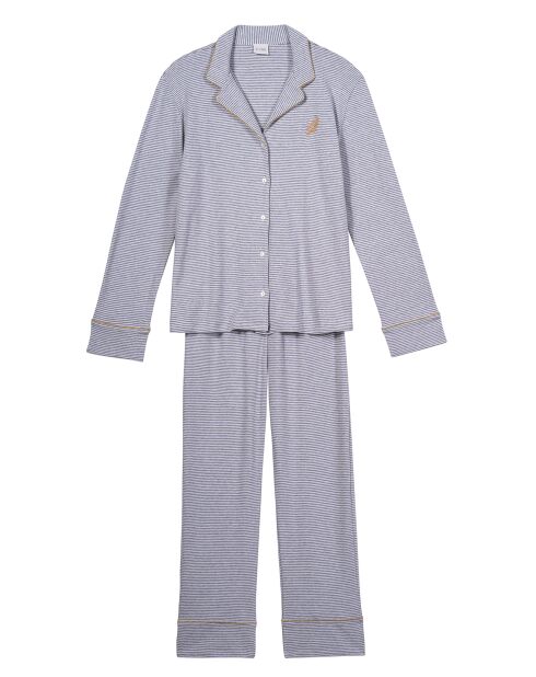 Pyjama Garance gris chiné/blanc