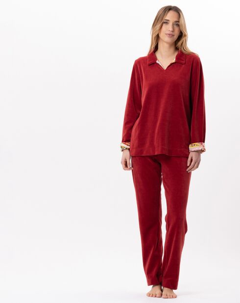 Ensemble Top & Jogging en velours Allegra tomette