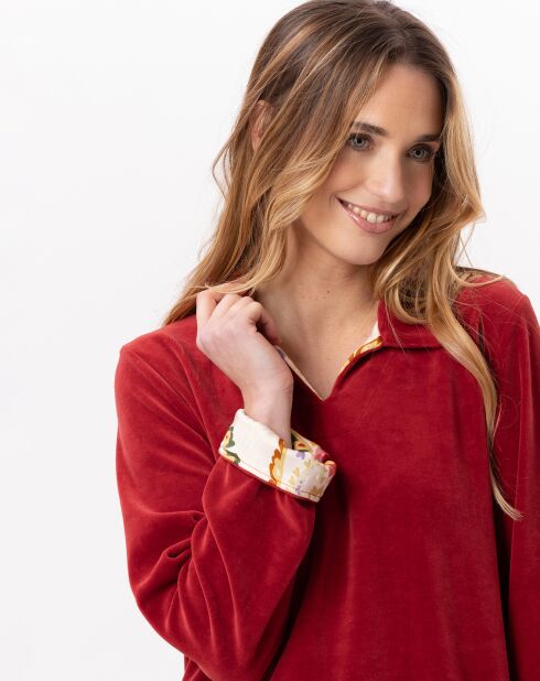 Ensemble Top & Jogging en velours Allegra tomette