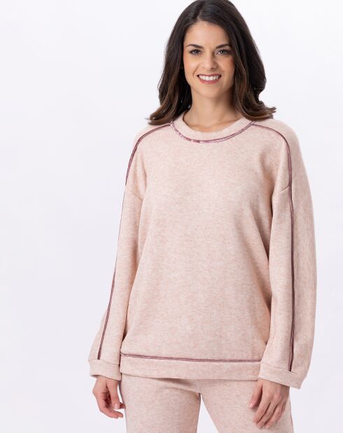 Pull Alpaga beige rose