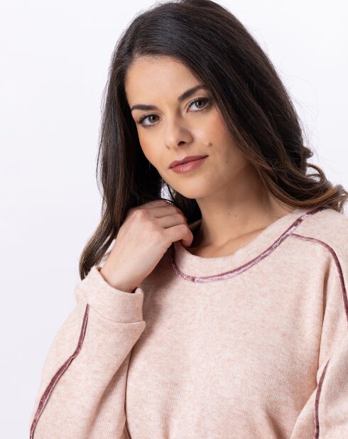 Pull Alpaga beige rose