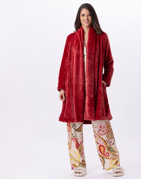 Robe de chambre en peluche flanelle Essentiel tomette