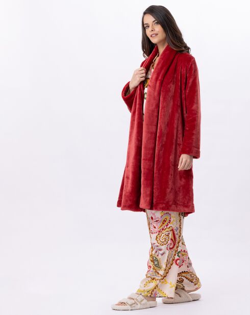 Robe de chambre en peluche flanelle Essentiel tomette