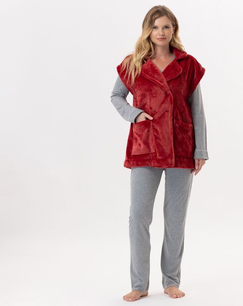 Veste d'intérieur en peluche flanelle Essentiel tomette