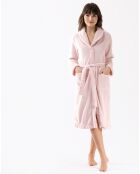 Robe de chambre en peluche flanelle Essentiel bois de rose