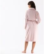 Robe de chambre en peluche flanelle Essentiel bois de rose