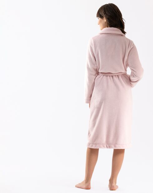Robe de chambre en peluche flanelle Essentiel bois de rose