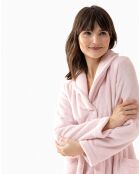 Robe de chambre en peluche flanelle Essentiel bois de rose
