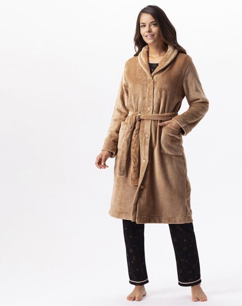 Robe de chambre en peluche flanelle Essentiel dorée