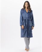 Robe de chambre en peluche flanelle Essentiel prusse