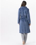 Robe de chambre en peluche flanelle Essentiel prusse
