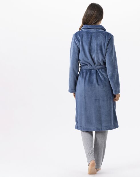 Robe de chambre en peluche flanelle Essentiel prusse