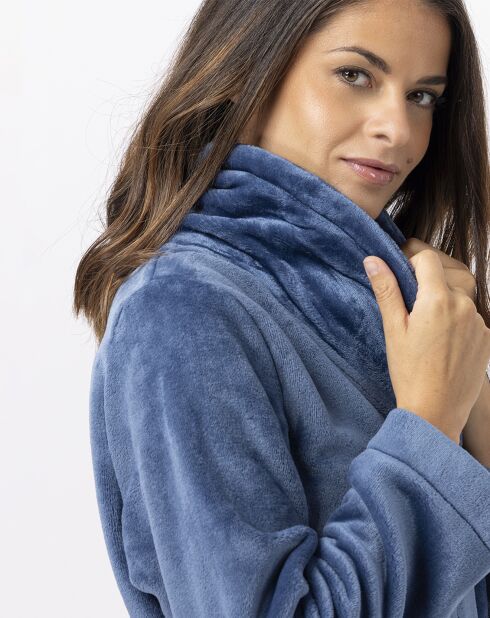 Robe de chambre en peluche flanelle Essentiel prusse