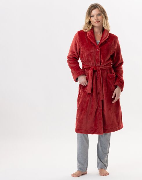 Robe de chambre en peluche flanelle Essentiel tomette