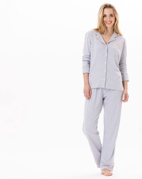 Pyjama Garance gris chiné/blanc