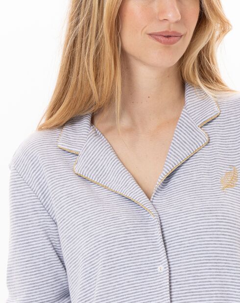 Pyjama Garance gris chiné/blanc