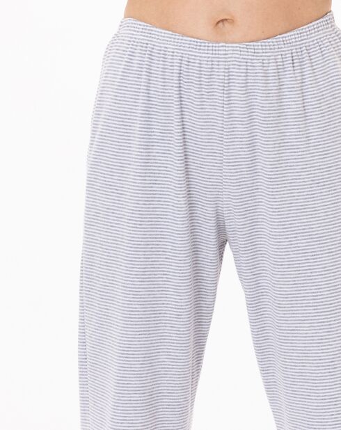 Pyjama Garance gris chiné/blanc