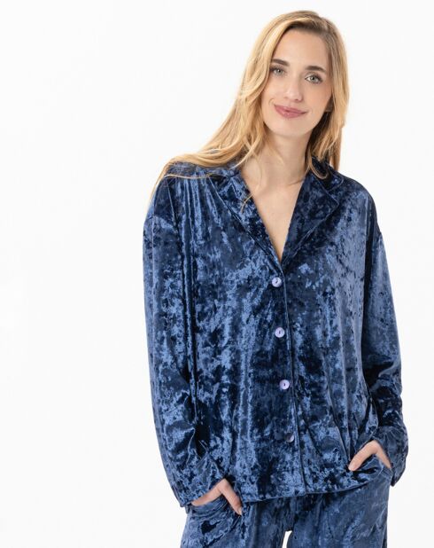 Veste d'intérieur en velours Platine bleue