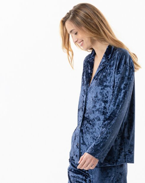 Veste d'intérieur en velours Platine bleue