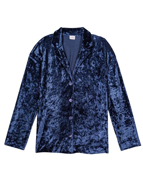 Veste d'intérieur en velours Platine bleue