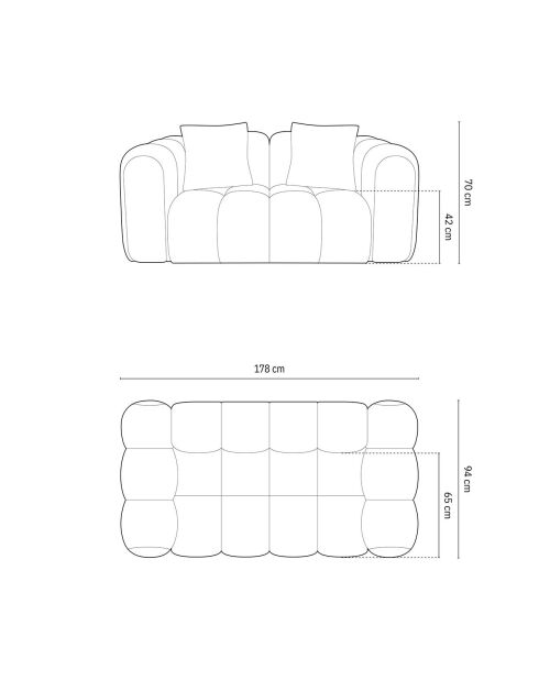 Canapé Arden 2 Places beige - 178x94x70 cm