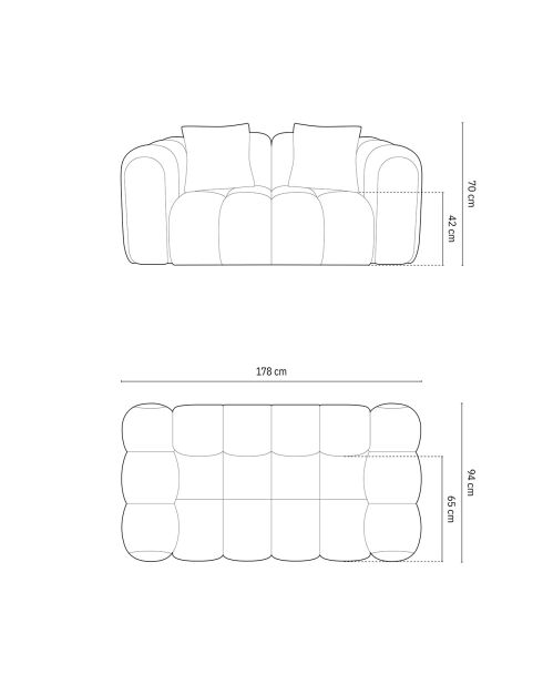 Canapé Arden 2 Places gris - 178x94x70 cm