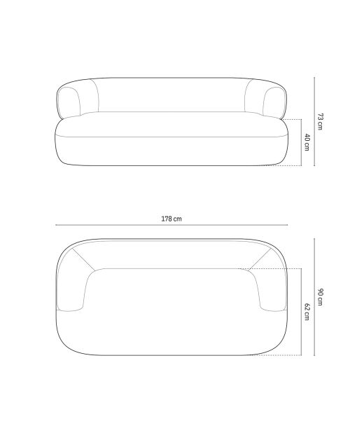Canapé Chenille Estro 2 Places beige clair - 178x90x73 cm