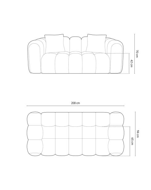 Canapé Arden 3 Places beige - 208x94x70 cm