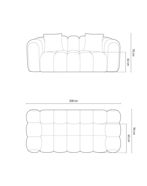 Canapé Arden 3 Places cappuccino - 208x94x70 cm