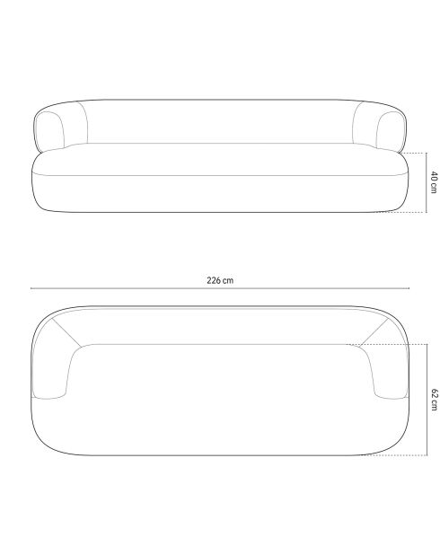 Canapé Estro 4 Places beige clair - 226x90x73 cm