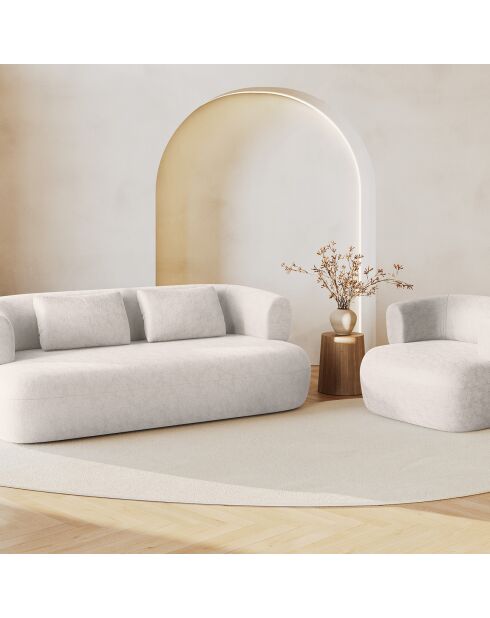 Fauteuil Chenille Estro beige clair - 90x88x73 cm