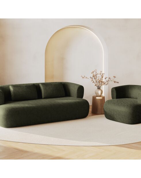 Fauteuil Chenille Estro vert - 90x88x73 cm