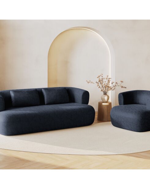 Fauteuil Chenille Estro bleu foncé - 90x88x73 cm