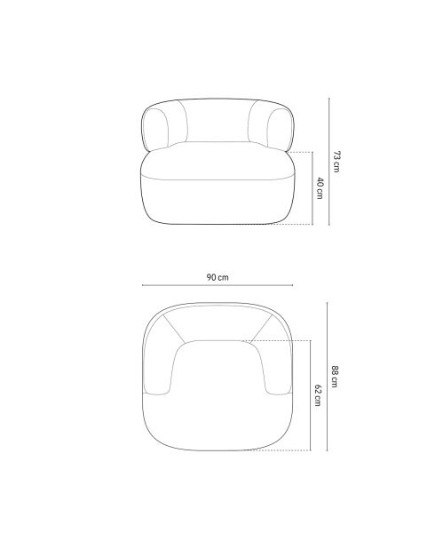 Fauteuil Chenille Estro beige clair - 90x88x73 cm